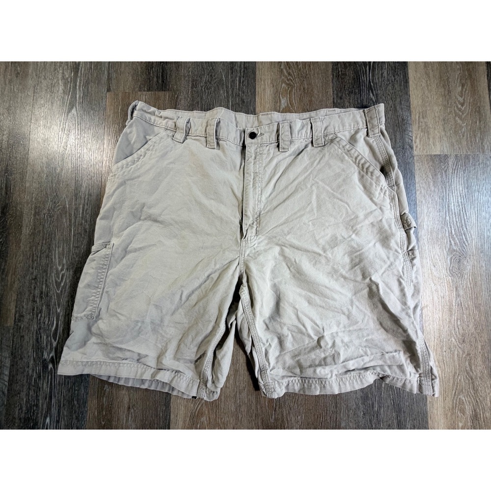 Carhartt Carpenter Shorts Mens 48 Tan Canvas Utility Workwear Relaxed Fit